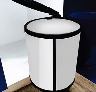 Stylish round waste bin for convenient waste disposal in kitchens and living spaces